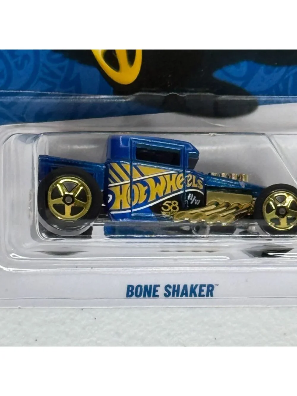 Hot Wheels Bone Shaker Blue Gold HW Flames 5/5 Diecast Car
